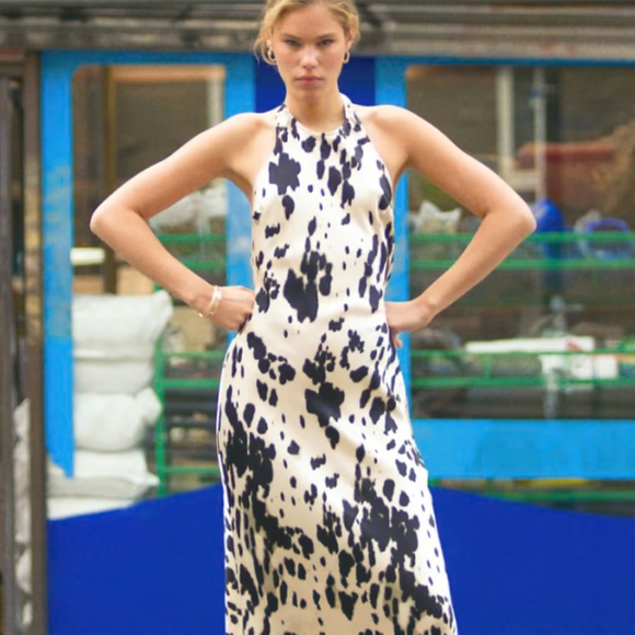 Topshop halter maxi dress in cow print - Picture 1 of 3